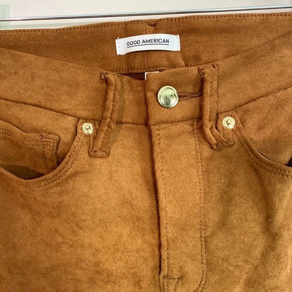 Good American Faux Suede Pants Brown High Rise 28 - Picture 5 of 5